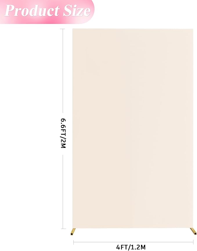 Wokceer Wedding Arch Cover Beige 6.6x4FT Square Arch Backdrop Covers Spandex Fitted Balloon Arch Covers Stretchy Backdrop for Birthday Party Wedding Ceremony Banquet Decoration