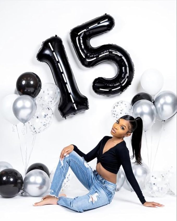 Number Balloons 1, 40 Inch One Balloons for 1st Birthday Girl Boy 1 11 21 Party Decorations Baby Shower Photo Shoot, Line Black 1 Balloon