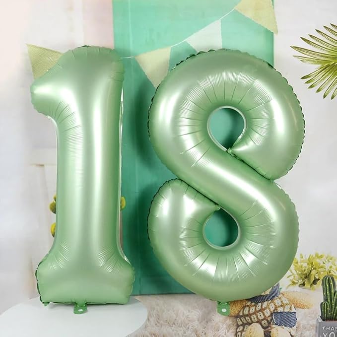 40 Inch Number 8 Balloon, Olive Green 8 18 28 80 Birthday Balloons for Men Boys, 8th Birthday Decorations Party Supplies, Wedding, Graduations