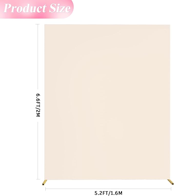 Wokceer Wedding Arch - Beige 6.6x5.2FT Square Backdrop Covers Spandex Fitted Balloon Arch Covers Stretchy Backdrop for Birthday Party Wedding Ceremony Banquet Decoration