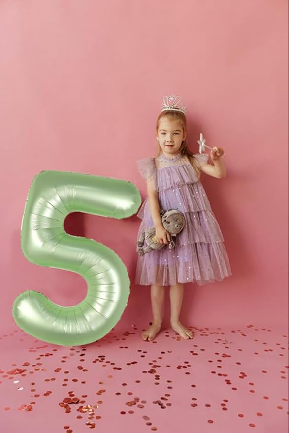 Balloon Numbers 40 Inch 5 Ballon for 5th Birthday Decorations, 15 25 35 50 Big Olive Green Number Balloons for Wedding Photo Shoot Party Decor