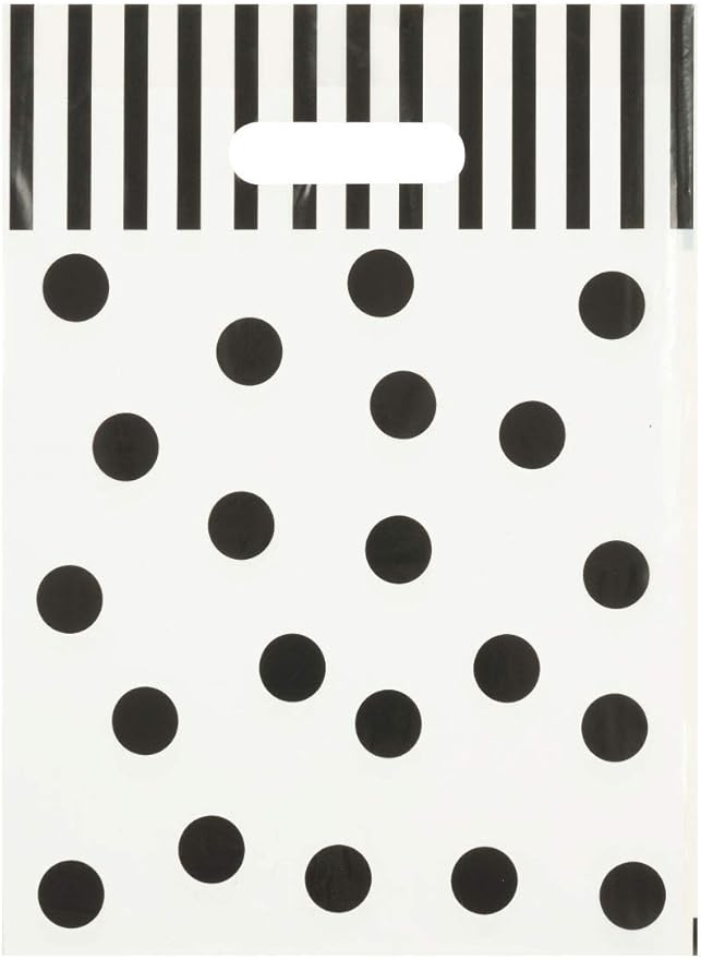 ORAPACK 9x12 White Die Cut Handle Bags with Black Dots 50/cs