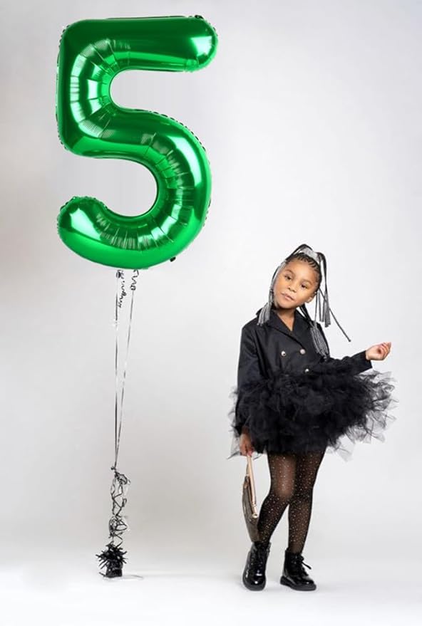 Balloon Numbers 40 Inch 5 Ballon for 5th Birthday Decorations, 15 25 35 50 Big Dark Green Number Balloons for Wedding Photo Shoot Party Decor