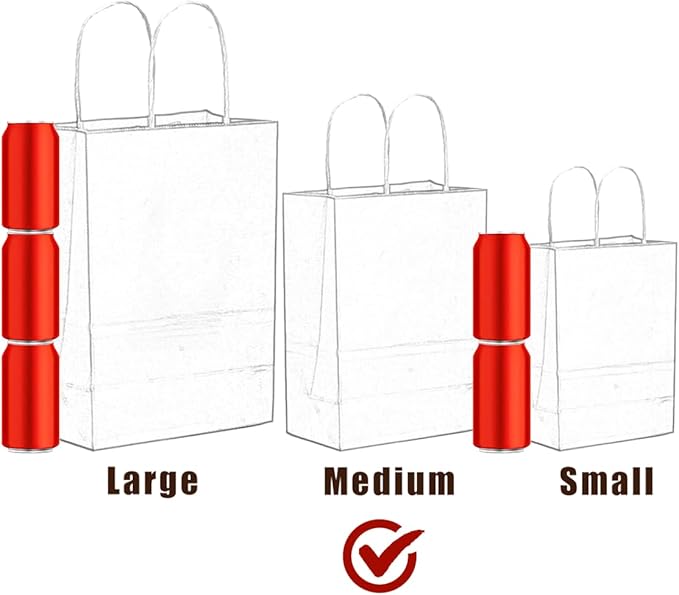 qiqee 100PCS Gift Bag with Handles Bulk Red Paper Bags Multiple Uses (11"x5"x8"inch Medium Size)