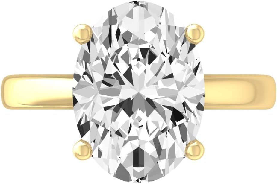 1 Carat - 5 Carat Fancy Cut Lab Grown Diamond Prong-Set Solitaire Ring | 14K White and Yellow Gold Engagement Band Ring | D-F Color and VS1 Clarity