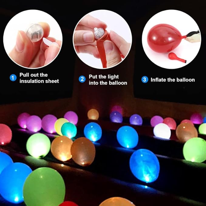 ZGWJ 100PCs Mini Led Lights for Paper Lantern, Led Balloons Light up Balloons for Neon Party Lights Easter Eggs Christmas Halloween Birthday Party Wedding Decoration