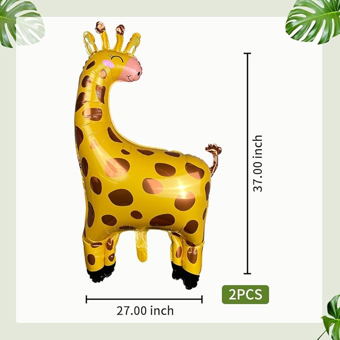 Foil Helium Adorable Shaped Jungle Safari Animal Balloons for Wildlife Theme Birthday Supplies Party Decorations（2 pieces）