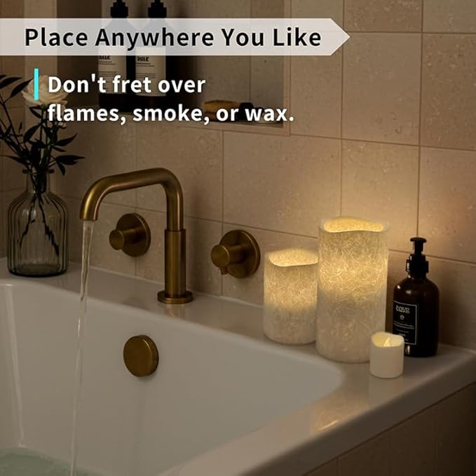 FURORA LIGHTING LED Flameless Candles with Remote Control, White in Set of 8, Real Wax Battery Operated Pillars and Votives LED Candles with Flickering Flame and Timer Featured