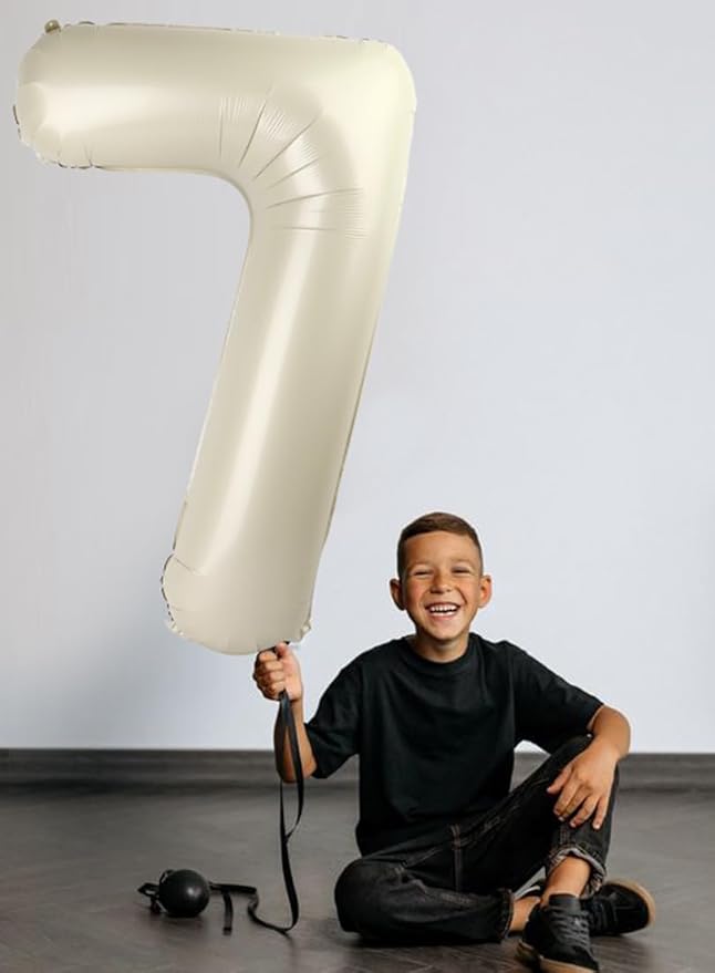 Number 6 Balloon 40 Inch, 6 7 Six Seven Birthday Decorations, 6th Birthday Balloon for Boy Girl, Cream White 16 60 61 65 Numbers Balloons Graduations Anniversary Supplies