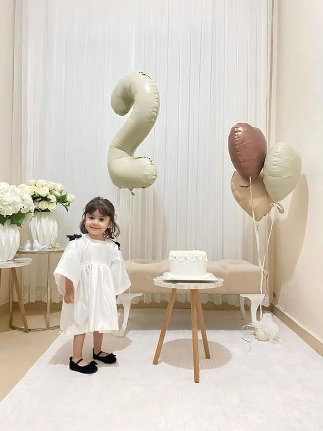 2 Numbers Balloon 40 Inch Cream White Two Balloon Number Birthday Decor, 2nd 12 21st Party Celebration Decorations Graduations Wedding Baby Shower