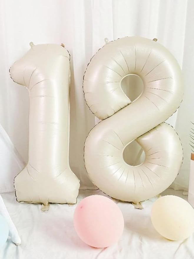 7 Balloon Numbers 40 Inch, 6 7 Birthday Decorations, Cream White Seven Birthday Decor, 7 17 27 70 Year Old Balloon Number for Engagement, Wedding, Graduations