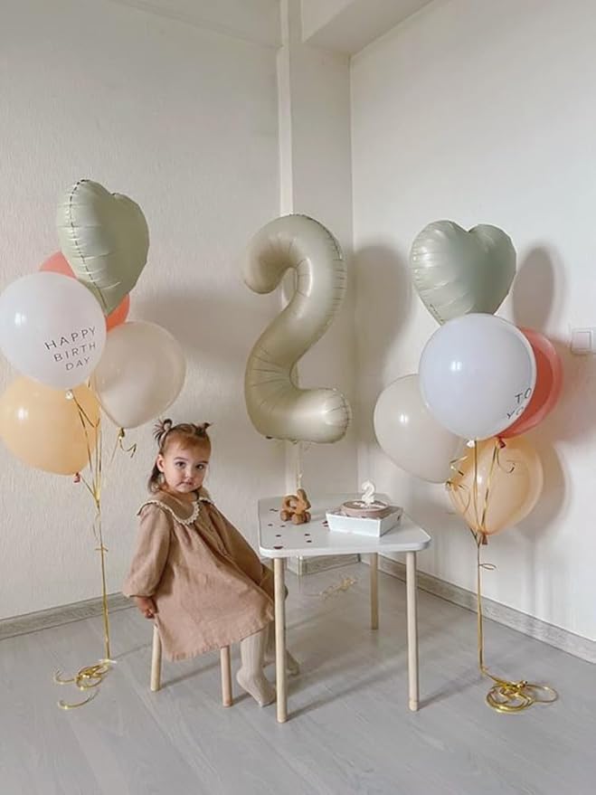 2 Numbers Balloon 40 Inch Cream White Two Balloon Number Birthday Decor, 2nd 12 21st Party Celebration Decorations Graduations Wedding Baby Shower