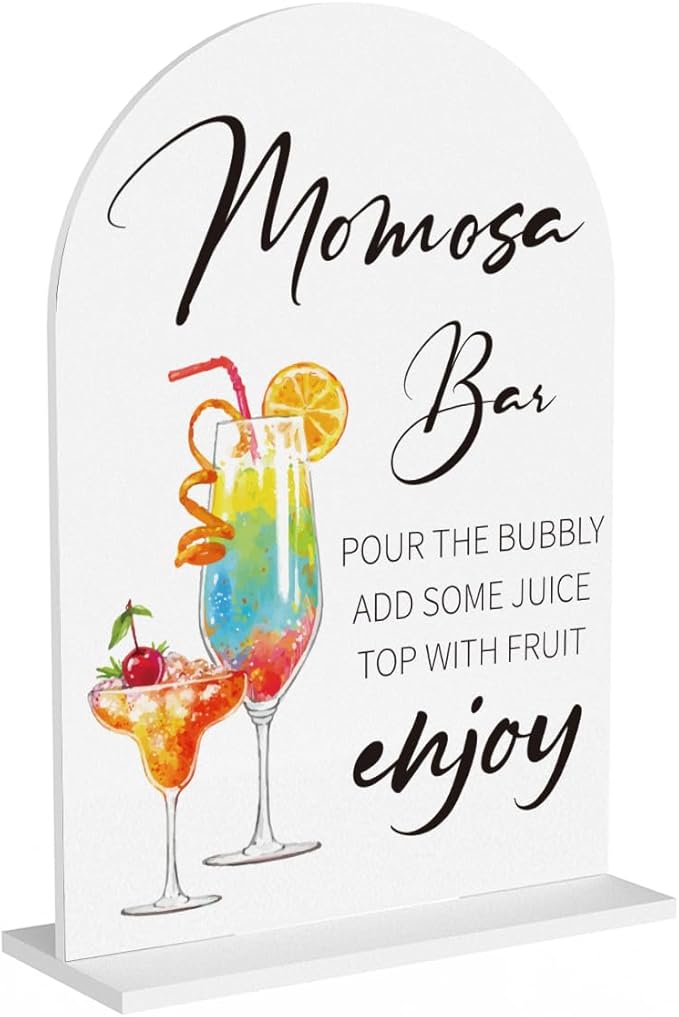 Momosabar Baby Shower Sign, Mom-osa Bar Baby Shower Drinks Table Desk Decor Acrylic Sign