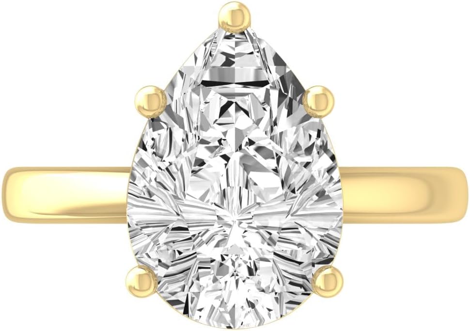 1 Carat - 5 Carat Fancy Cut Lab Grown Diamond Prong-Set Solitaire Ring | 14K White and Yellow Gold Engagement Band Ring | D-F Color and VS1 Clarity