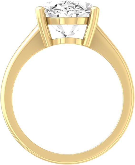 1 Carat - 5 Carat Fancy Cut Lab Grown Diamond Prong-Set Solitaire Ring | 14K White and Yellow Gold Engagement Band Ring | D-F Color and VS1 Clarity