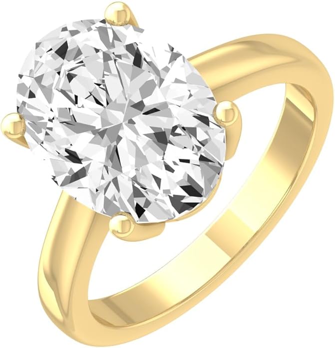 1 Carat - 5 Carat Fancy Cut Lab Grown Diamond Prong-Set Solitaire Ring | 14K White and Yellow Gold Engagement Band Ring | D-F Color and VS1 Clarity