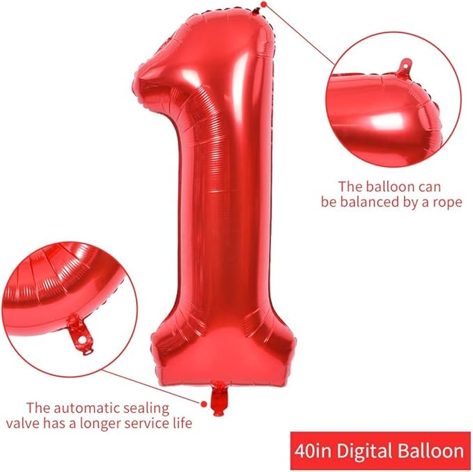 TONIFUL 40 Inch Red Large Numbers Balloons Number 16 Digital 16 HeliumFoil Mylar Big Number Balloons for 2026 Graduation New Year Eve Valentine's Day Birthday Party Anniversary Party Decoration