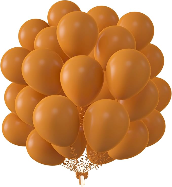 KALOR 12 Inch Retro Orange Balloons, 50 Pcs Latex Helium Balloons for Kid's Birthday Party, Baby Shower, Wedding, Graduate Party Decorations