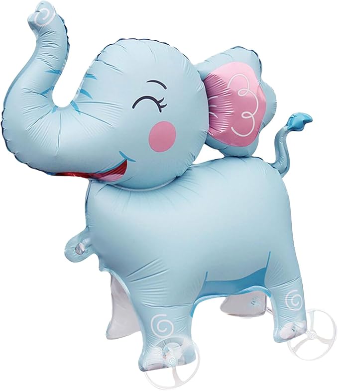 Walking Elephants Foil Balloons With Wheels Standing pet Elephant animal balloon Cute Elephants Mylar Balloons for Jungle Safari baby Shower Animal Theme Birthday Party Decorations Supplies