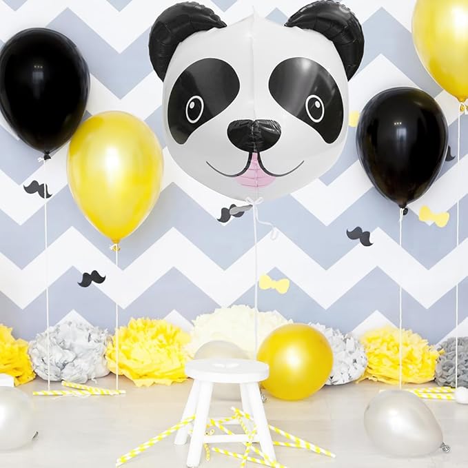 Zoo Animals Panda Balloon Animal Themed Party Supplies For Kids Boys Girls, 4 Pack Cartoon Panda Head Aluminum Balloons Jungle Safari Animal Balloons For Birthday Decoration Wedding Baby Shower