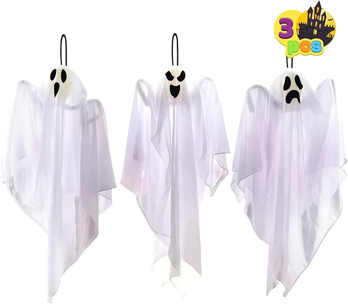 JOYIN 2 PCS 27.5" Halloween Decoration Hanging Ghosts Outdoor, Halloween Flying Ghost Decor for Tree Front Yard Patio Lawn Garden Party Supplies and Holiday Decorations