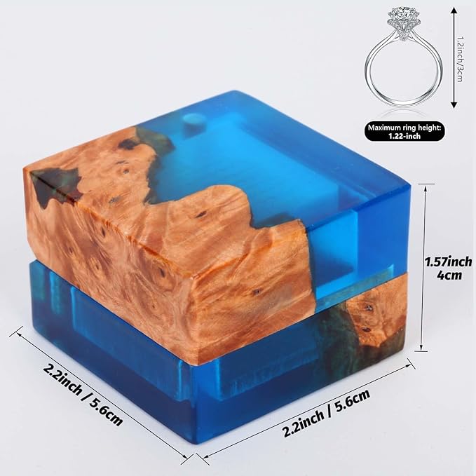 Wedding Ring Box, Handmade Wooden Ring Bearer Box for Proposal, Elegant Vintage Ring Holder Box, Engagement Ring Box with Single Slot, Suitable for Proposal, Wedding, Jewelry Storage