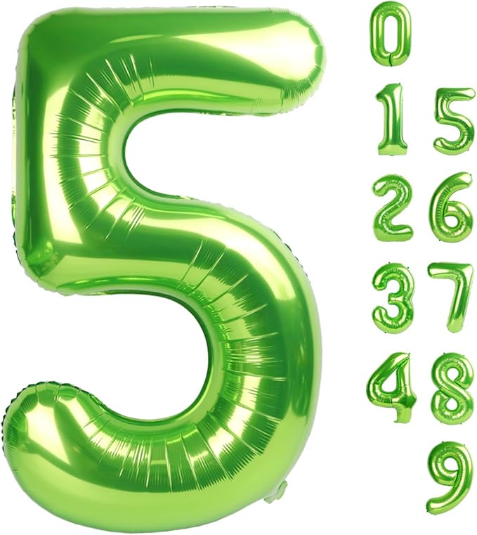 Balloon Numbers 40 Inch 5 Ballon for 5th Birthday Decorations, 15 25 35 50 Big Light Green Number Balloons for Wedding Photo Shoot Party Decor