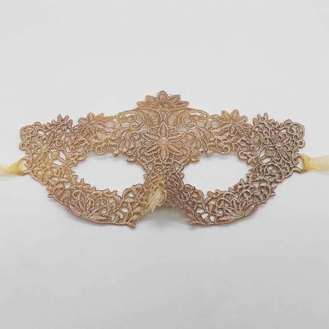 TFTSR Masquerade Masks for Women Couples & Men - Venetian Dress & Mardi Gras Mask in Gold & Black Lace Adults Party Costume