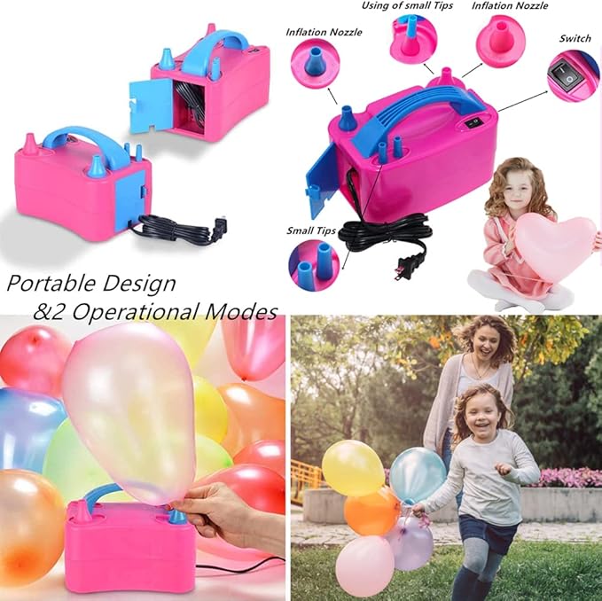 Balloon Pump, Portable Dual Nozzle Ballon Inflator Pump for Balloons 110V 600W Electric Air Pump Blower, Balloon Arch kit &Balloon Garland kit, Balloons for Parties/Birthday Balloons Set