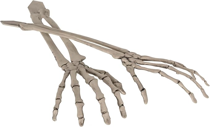 Beistle 2 Piece 17.5" Spooky Theme Plastic Skeleton Hand Yard Stakes, Scary Halloween Lawn Decorations, Celebrating With You Since 1900