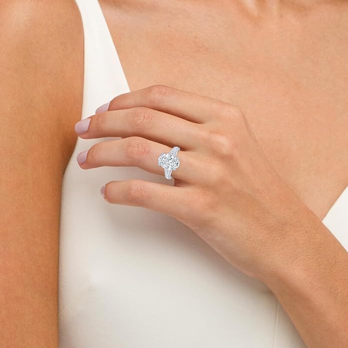 Houston Diamond District 1 to 5 Carat Oval Shape LAB GROWN Diamond Vintage Engagement Ring Wedding Ring for Women (Color D-E Clarity VS1-VS2)