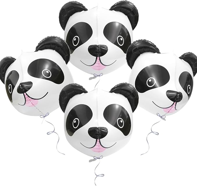 Zoo Animals Panda Balloon Animal Themed Party Supplies For Kids Boys Girls, 4 Pack Cartoon Panda Head Aluminum Balloons Jungle Safari Animal Balloons For Birthday Decoration Wedding Baby Shower