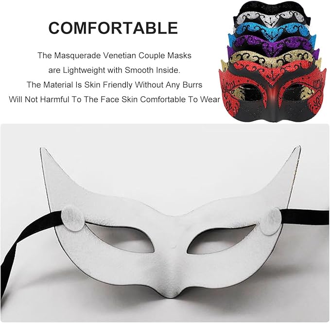 Masquerade Mask for Men Women Couple Venetian Mask for Halloween Mardi Gras Costume Party Ball