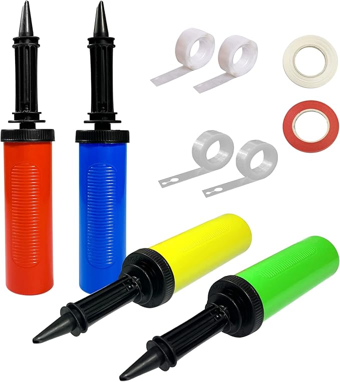 4pcs Balloon Pump Hand Held Inflator Air Pump for Balloons, 4 Random Color, Friends can Help Easy to Use for Party Birthday Decorations