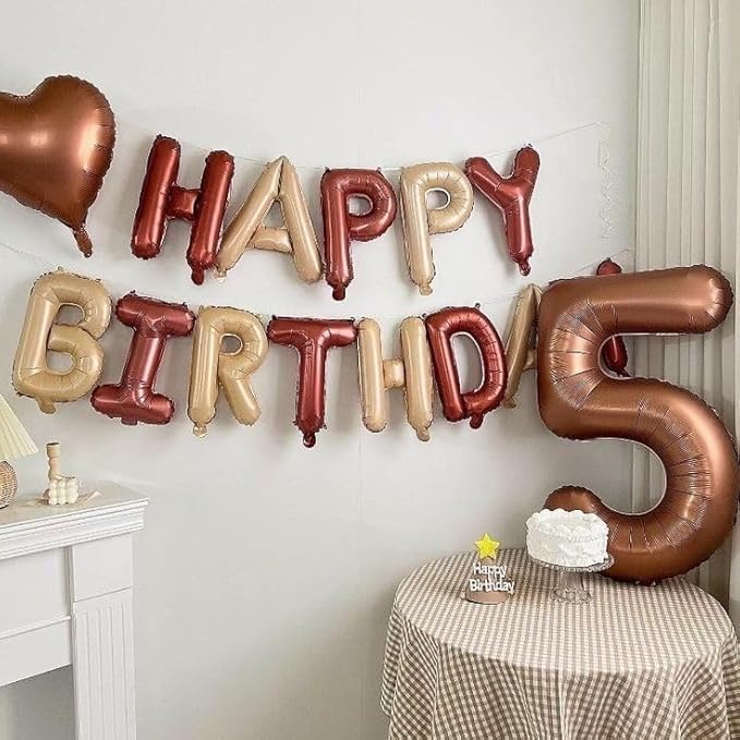 Balloon Numbers 40 Inch 5 Ballon for 5th Birthday Decorations, 15 25 35 50 Big Coffee Brown Number Balloons for Wedding Photo Shoot Party Decor