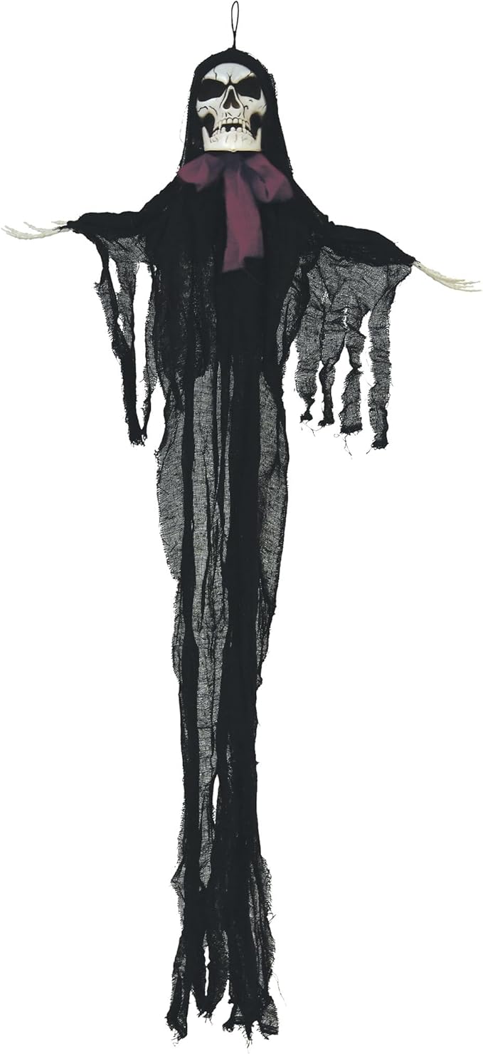 Beistle Novelty Skeleton Creepy Creature with Poseable Arms Indoor Use Only Spooky Halloween Decorations, 54", Black/Off White/Maroon