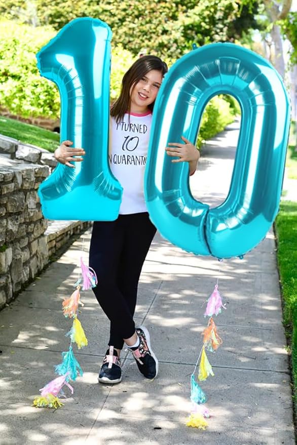 2 Numbers Balloon 40 Inch Light Blue Two Balloon Number Birthday Decor, 2nd 12 21st Party Celebration Decorations Graduations Wedding Baby Shower
