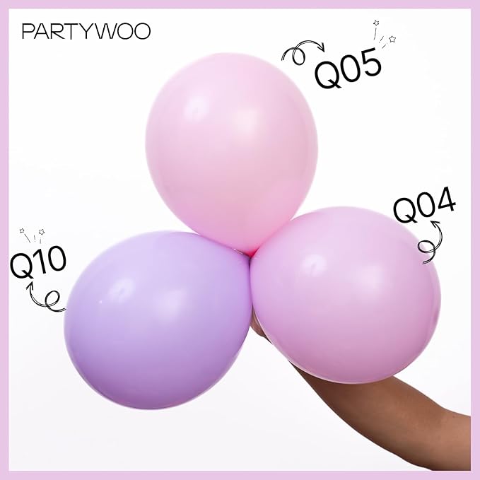 PartyWoo Pink and Purple Balloon Arch Kit Garland 142pcs Different Sizes of 18 12 10 5 Inch Metallic Baby Pink Hot Pink Chrome Light Purple Gold Confetti Balloons for Birthday Party Decorations