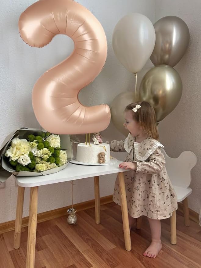 Number Balloons 1, 40 Inch One Balloons for 1st Birthday Girl Boy 1 11 21 Party Decorations Baby Shower Photo Shoot, Light Brown 1 Balloon