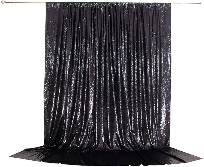 Eternal Beauty Black Thick Sequin Backdrop, 4x7 Ft Halloween Glitter Background Curtains for Shimmer Photography Party Wedding Birthday Back Drop Decor