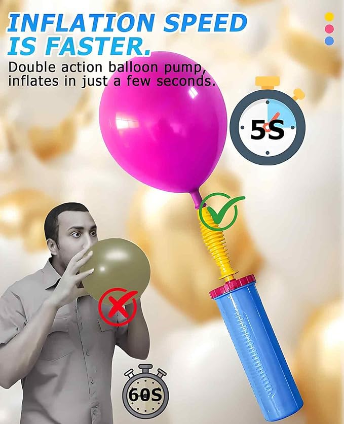 5 Piece Balloon Pump Hand, Two-Way Dual Action Manual Pump Handheld for Small Animal Foil Balloons