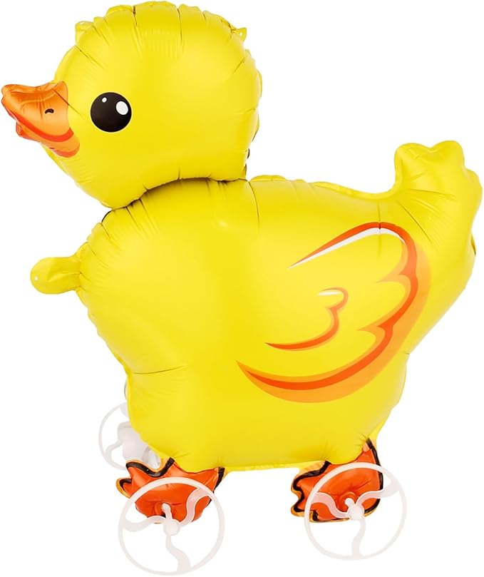 Walking Duck Foil Balloons With Wheels Standing pet Duck animal balloon Cute Ducking Mylar Balloons for Jungle Safari baby Shower Animal Theme Birthday Party Decorations Supplies