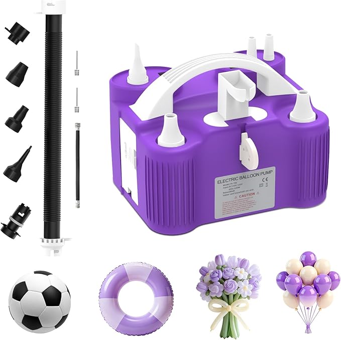 AXHJ Electric Balloon Pump, Portable Electric Air Balloon Pump Dual Nozzle Air Blower Pump AC110V