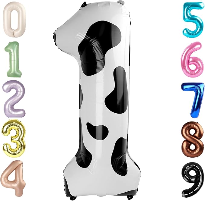Number Balloons 1, 40 Inch One Balloons for 1st Birthday Girl Boy 1 11 21 Party Decorations Baby Shower Photo Shoot, White Black 1 Balloon