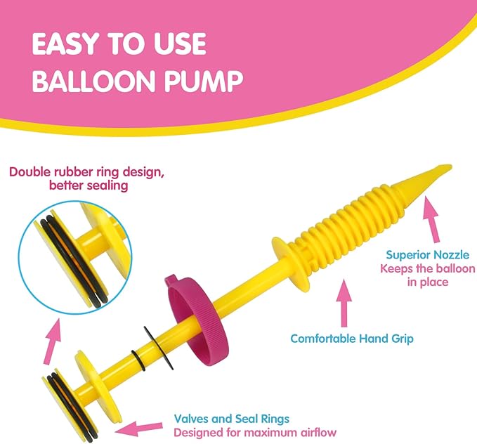 Balloon Pump, 3-Pack Can inflate Balloons in Both Directions Balloon Pump Hand, Fits160 260 Magic Foil Round Balloons, Easily Inflates for Families