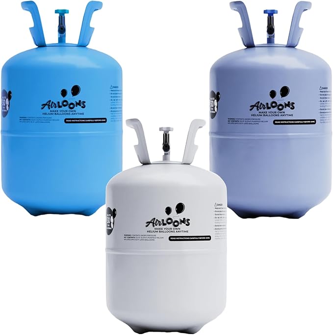 Airloons Pack of 3 Helium Tank Balloon Kit with 90 Latex Balloons | Helium Tank for Balloons at Home | Balloon Pump Kit for Birthday Decorations, Valentine's Day, Party, Home Decorations