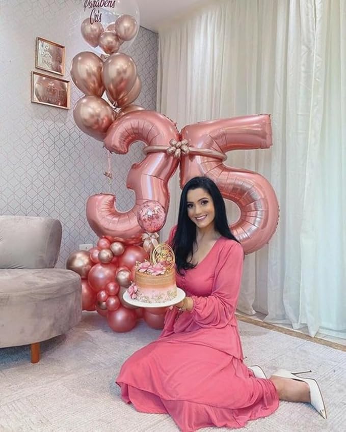 Balloon Numbers 40 Inch 5 Ballon for 5th Birthday Decorations, 15 25 35 50 Big Pink Number Balloons for Wedding Photo Shoot Party Decor