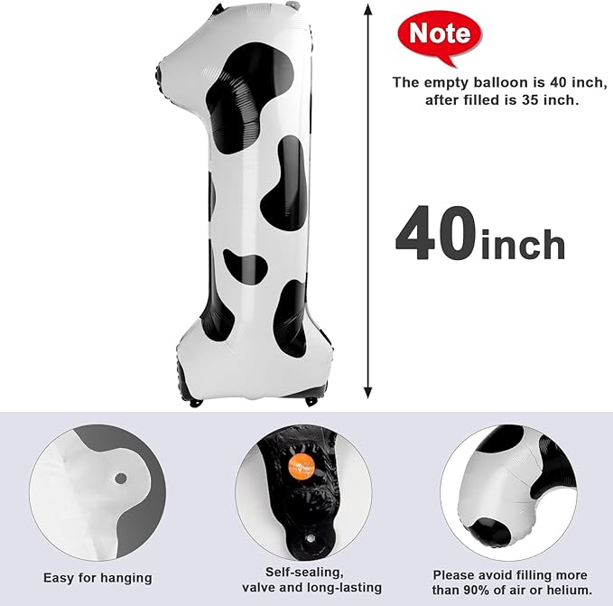 Number Balloons 1, 40 Inch One Balloons for 1st Birthday Girl Boy 1 11 21 Party Decorations Baby Shower Photo Shoot, White Black 1 Balloon