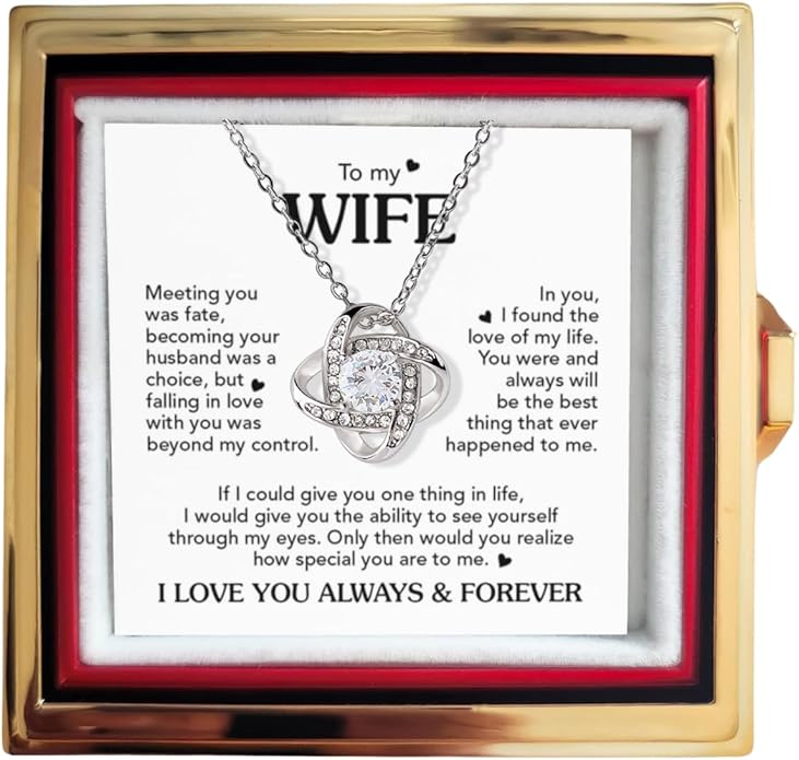 Birthday Gifts for Wife from Husband | Soulmate Necklace with Heartfelt Message Card & Box | Anniversary, Birthday, Christmas or Valentine’s Day Gift for Girlfriend, Fiancée