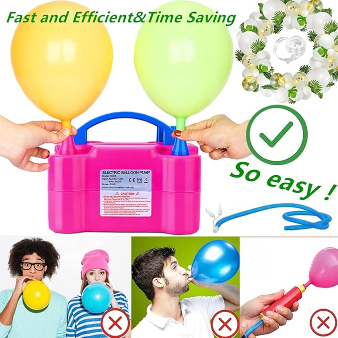 Balloon Pump, Portable Dual Nozzle Ballon Inflator Pump for Balloons 110V 600W Electric Air Pump Blower, Balloon Arch kit &Balloon Garland kit, Balloons for Parties/Birthday Balloons Set